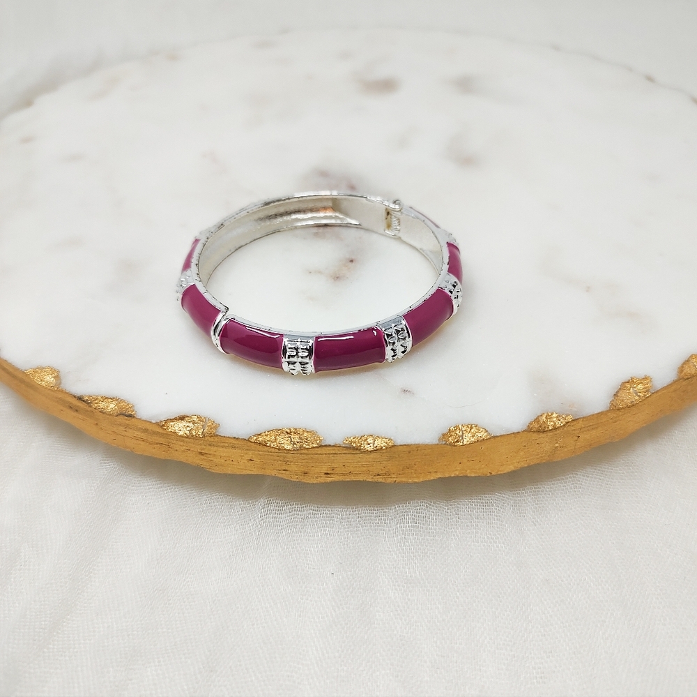 Elegant Silver and Pink Bracelet